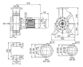 Wilo Trockenläufer-Blockpumpe Atmos GIGA-B 80/180-4/4,DN100,DN80,4kW – Bild 2