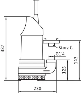 Wilo Schmutzwasser-Tauchmotorpumpe EMU KS 9E,Storz C,1x230V,0.75kW – Bild 3