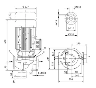 Wilo Trockenläufer-Standard-Einzelpumpe IPL 40/150-3/2,,3x400V,3kW – Bild 3