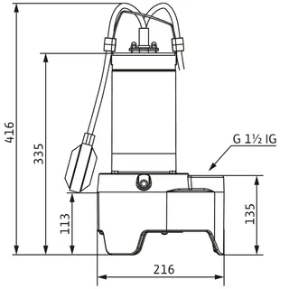 Wilo Abwasser-Tauchmotorpumpe Rexa MINI3-V04.09/T05-540/O-10M, G11/2 – Bild 3