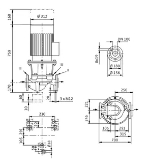 Wilo Trockenläufer-Standard-Einzelpumpe Atmos GIGA-I 100/285-11/4,DN100,11kW – Bild 2