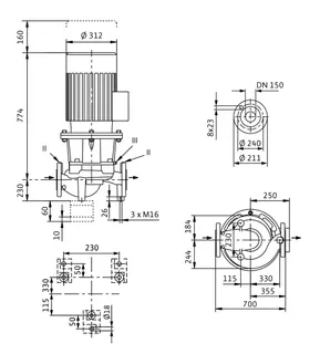 Wilo Trockenläufer-Standard-Einzelpumpe Atmos GIGA-I 150/220-11/4,DN150,11kW – Bild 2