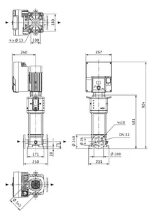 Wilo Hochdruck-Kreiselpumpe HELIX2.0-VE606-2/25/V/KS/3,DN 32,2.2kW – Bild 3