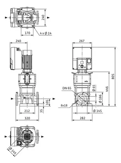 Wilo Hochdruck-Kreiselpumpe HELIX2.0-VE3601-1/16/E/KS/3,DN65,4kW – Bild 3