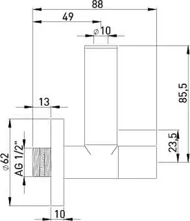 sanibel-Design-Eckventil rund Schlauch- verblendung 70 mm DN 15 (1/2") schwarz – Bild 2