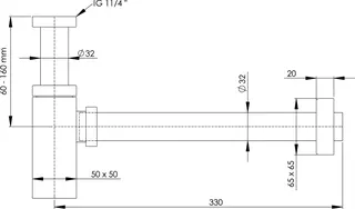 sanibel-Designsiphon quadratisch DN 32 (11/4") schwarz – Bild 2
