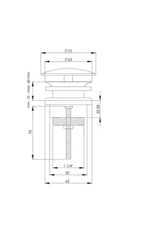 sanibel-Design-Ablaufventil mit Stopfen rund gewölbt DN 32 (11/4") schwarz – Bild 2