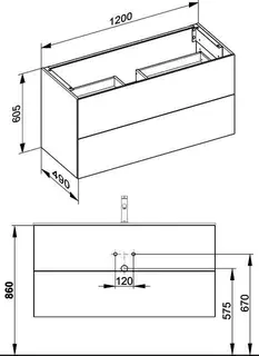 Keuco WUB X-Line 33183, m.2 Ausz. 1200x605x490mm trüf. – Bild 2