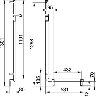 Keuco Winkelgriff 90 Grad AXESS 35006, r./m.Br.schieber, 581/1301mm verchr. – Bild 2