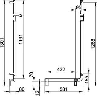 Keuco Winkelgriff 90 Grad AXESS 35006, li./m.Br.schieber, 581/1301mm sw matt – Bild 3