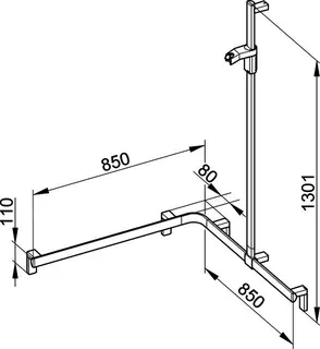 Keuco Duschhandlauf AXESS 35015, Br.stg. r. 850/850/1301mm verchr. – Bild 2