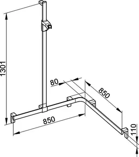 Keuco Duschhandlauf AXESS 35015, Br.stg. li. 850/850/1301mm verchr. – Bild 3