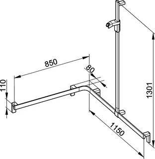Keuco Duschhandlauf AXESS 35015, Br.stg. r. 850/1150/1301mm si.-elox. – Bild 2