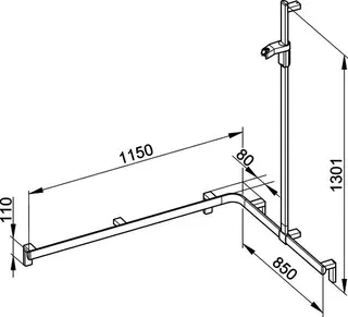 Keuco Duschhandlauf AXESS 35015, Br.stg. r. 1150/850/1301mm si.-elox. – Bild 3