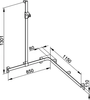 Keuco Duschhandlauf AXESS 35015, Br.stg. li. 850/1150/1301mm verchr. – Bild 2