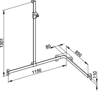Keuco Duschhandlauf AXESS 35015, Br.stg. li. 1150/850/1301mm verchr. – Bild 2