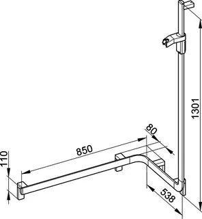 Keuco Duschhandlauf AXESS 35008, m.Br.stg. r. 850/531/1301mm si.-elox. – Bild 2