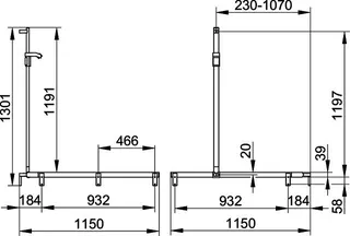 Keuco Duschhandlauf AXESS 35015, Br.stg. r. 1150/1150/1301mm verchr. – Bild 2
