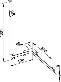 Keuco Duschhandlauf AXESS 35008, m.Br.stg. li. 850/531/1301mm si.-elox. – Bild 2