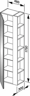 Keuco Hochschrank X-Line 33132,Regal rechts anthrazit/Glas anthrazit, 480x1750x300mm – Bild 2