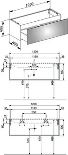 Keuco WUB X-Line 33181, m.Ausz. 1200x400x490mm vulk. – Bild 2