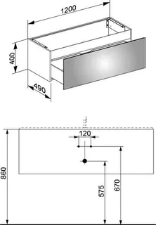 Keuco WUB X-Line 33181, m.Ausz. 1200x400x490mm vulk. – Bild 3