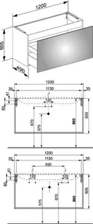 Keuco WUB X-Line 33182, m.Ausz./Schubk. 1200x605x490mm vulk. – Bild 3