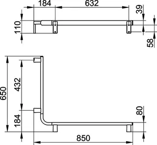 Keuco Dusch-u. Wannenhandlauf AXESS 35011, li. 850/650mm verchr. – Bild 3