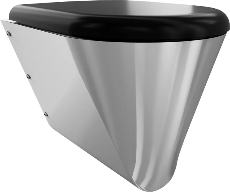 Aquarotter T-WC, CAMPUS, Edelstahl, wandhängend, 360x409x500 mm, schwarzer Sitz