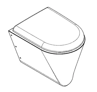 Aquarotter T-WC, CAMPUS, Edelstahl, wandhängend, 360x409x500 mm, schwarzer Sitz – Bild 2