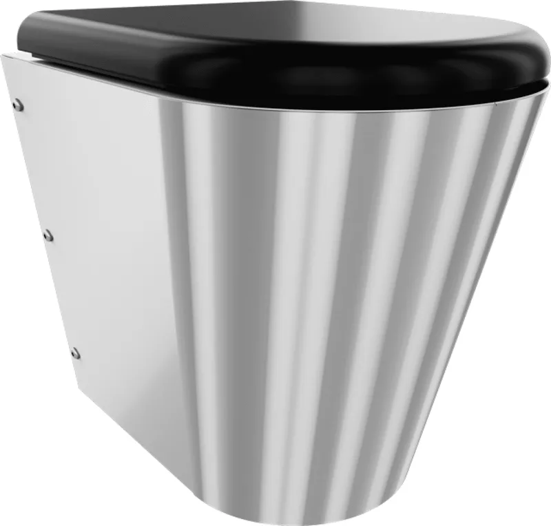 Aquarotter T-WC, CAMPUS, Edelstahl, wandhängend, 360x456x500 mm, S. bodenlang, Sitz schw