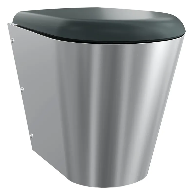 Aquarotter T-WC, CAMPUS, Edelstahl, wandhängend, 360x456x500 mm, S. bodenlang, Sitz grau