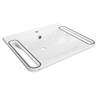 Aquarotter Einzelwaschtisch, MEDCARE, MIRANIT, 650x150x550 mm, weiß/grau, Hl., Ül., Gr.