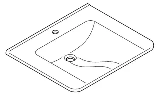 Aquarotter Einzelwaschtisch, MEDCARE, MIRANIT, 650x150x550 mm, weiß, Hahnloch – Bild 3