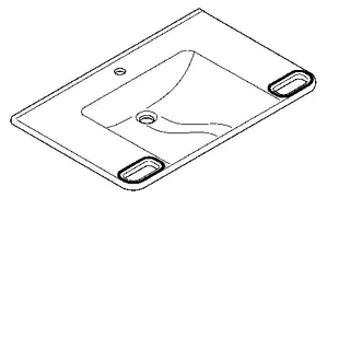Aquarotter Einzelwaschtisch, MEDCARE, MIRANIT, 850x150x550 mm, weiß/grau, Hl., Griff – Bild 2