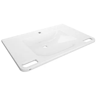 Aquarotter Einzelwaschtisch, MEDCARE, MIRANIT, 850x150x550 mm, weiß, Hahnloch, Griff