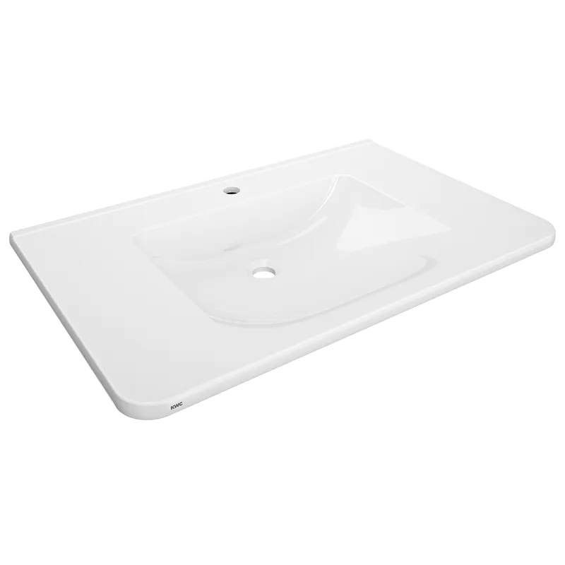 Aquarotter Einzelwaschtisch, MEDCARE, MIRANIT, 850x150x550 mm, weiß, Hahnloch