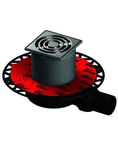 TECEdrainpoint S 113 Ablaufset superfl. o. Zulauf, Univ. fl., Edelst. Rostrahmen