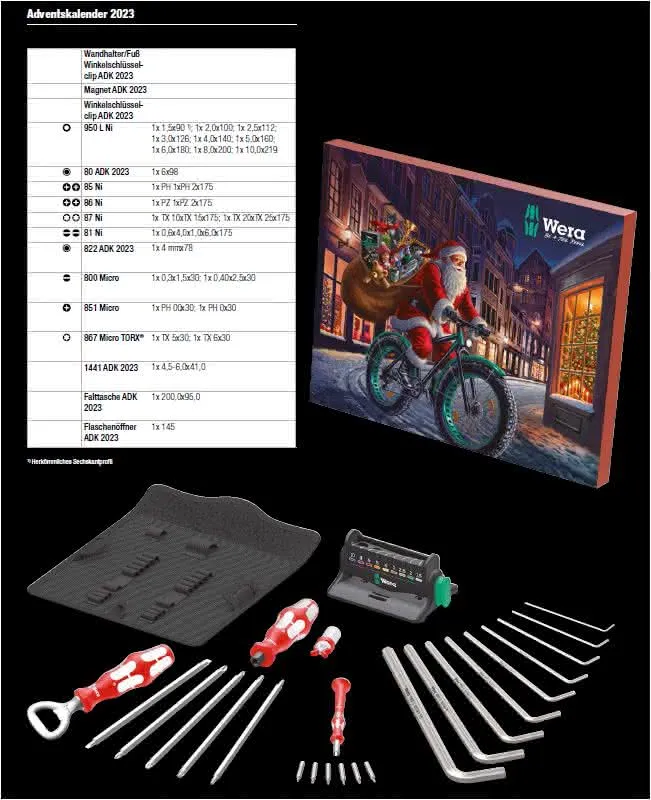 Wera Adventskalender 2023 Bits und Schraubendreher Sortiment