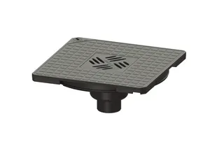 KESSEL-Abdeckplatte 366 x 366 mm mit Ablaufkörper hoch, 50 mm GV, schwarz