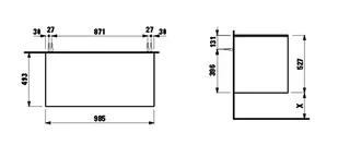 Laufen WTU+WT-Platte LANI 493x985x527 o. Aus Pl. 12mm 2 Schubl. SoCl wildeiche – Bild 2