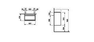 Laufen WTU LANI 270x437x515 1 Tür Scharn. rechts integ.Griffleiste f.WT H815334 multicol. – Bild 2
