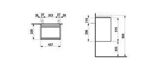Laufen WTU LANI 339x437x515 1Tür Scharn. re. integ.Griffleiste f.WT H815081 Wildeiche – Bild 2
