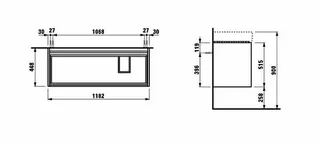 Laufen WTU LANI 448x1182x515 2 Schubl. integ Griffleiste f.WT H813333 wildeiche – Bild 2