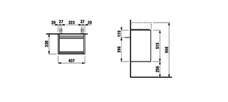 Laufen WTU LANI 330x437x515 1 Tür Scharn. links integ. Griffleiste f.WT H815330 wem – Bild 2