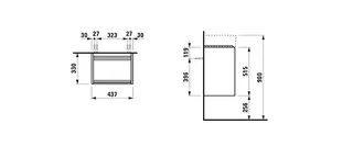 Laufen WTU LANI 330x437x515 1 Tür Scharn. rechts integ.Griffleiste f.WT H815330 multicol. – Bild 2
