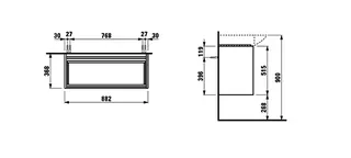 Laufen WTU LANI 368x882x515 2 Schubl. integ. Griffleiste f.WT H811702 weiß glzd – Bild 2