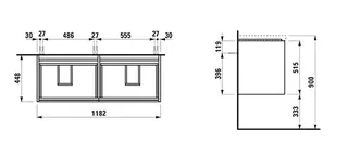 Laufen WTU LANI 448x1182x515 4 Schubl. f.DWT H814081 Verkehrsgrau – Bild 2