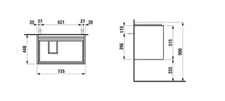 Laufen WTU LANI 448x735x515 2 Schubl. integ. Griffleiste f.WT H817086 Wildeiche – Bild 2