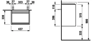 Laufen WTU LANI 339x437x515 1Tür Scharn. links integGriffleiste f.WT H815081 verkehrsgr – Bild 2